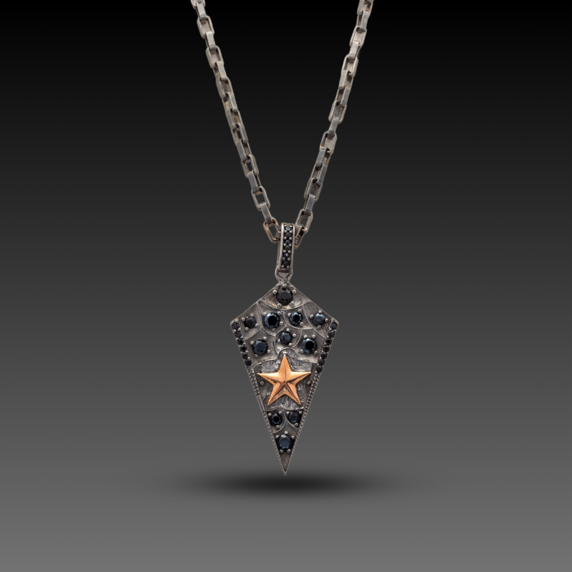 Erkek Altın Diamond Star Kolye Erkek Altın Diamond Star Kolye