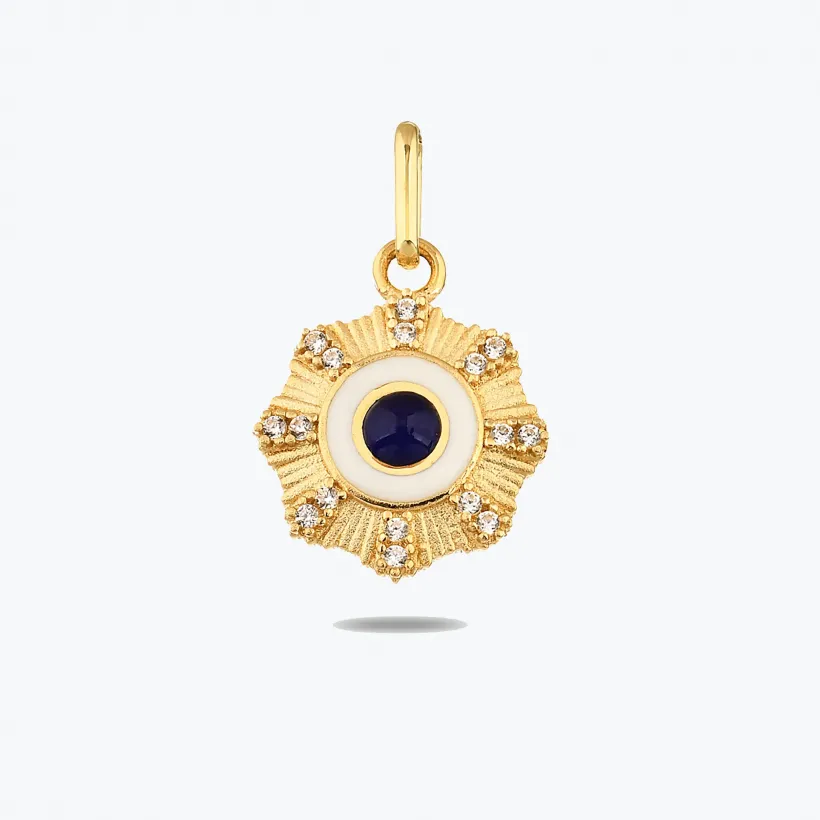 Lacivert Taşlı Çiçek Madalyon Bileklik Charm Lacivert Taşlı Çiçek Madalyon Bileklik Charm