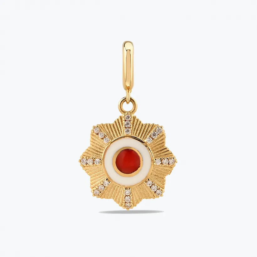 Kırmızı Çiçek Madalyon Charm Kırmızı Çiçek Madalyon Charm