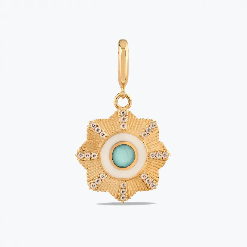 Mavi Çiçek Madalyon Charm Mavi Çiçek Madalyon Charm