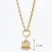 Altın Mavi Lotus Charm Kolye