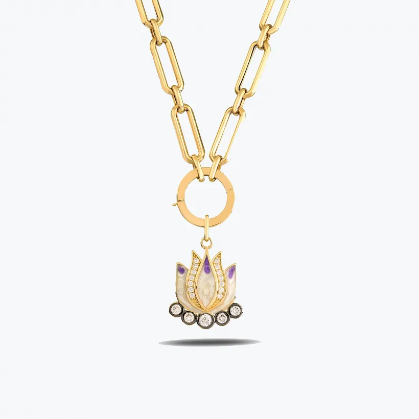 Mor Lotus Charm Kolye Mor Lotus Charm Kolye