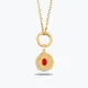 Oval Kırmızı Taşlı Asimetrik Madalyon Charm Kolye