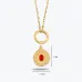 Oval Kırmızı Taşlı Asimetrik Madalyon Charm Kolye