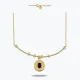 Oval Lacivert Taşlı Madalyon Uç Tel Kolye Oval Lacivert Taşlı Madalyon Uç Tel Kolye