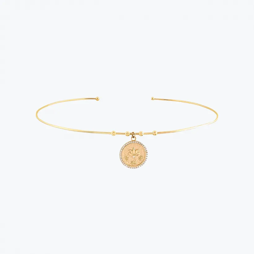 Taşlı Lotus Uçlu Tel Choker Taşlı Lotus Uçlu Tel Choker
