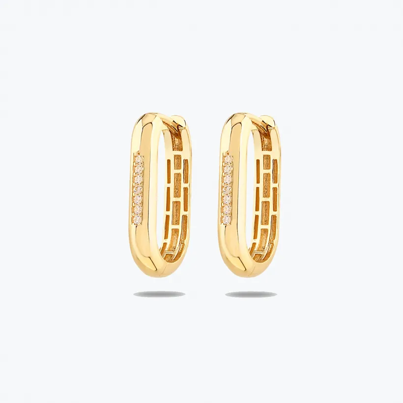 Altın Taş Detay Minimal Tasarım Küpe Altın Taş Detay Minimal Tasarım Küpe